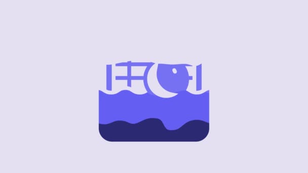 蓝色水球图标孤立在紫色背景 4K视频运动图形动画 — 图库视频影像