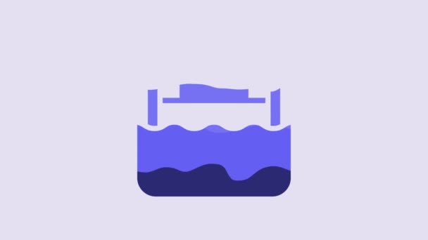 Icono Red Voleibol Blue Water Aislado Sobre Fondo Púrpura Animación — Vídeo de stock