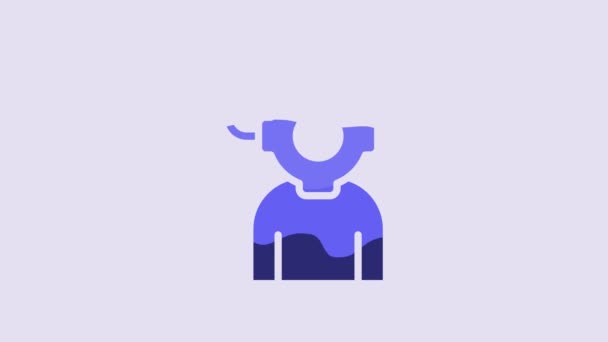 Blue Aqualung Icon Isolated Purple Background Diving Helmet Diving Underwater — Vídeo de Stock