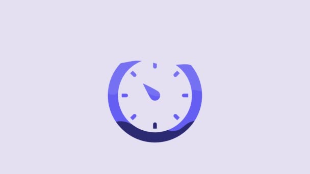 Blue Stopwatch Icon Isolated Purple Background Time Timer Sign Chronometer — Vídeos de Stock