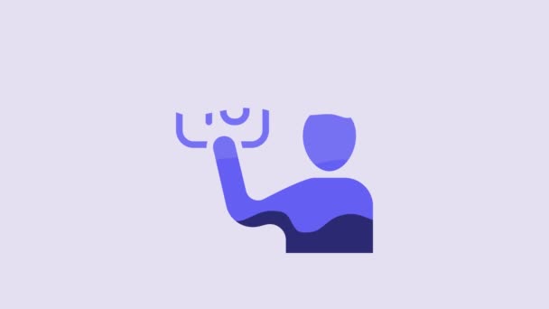 Blue Assessment Judges Icon Isolated Purple Background Video Motion Graphic — 图库视频影像