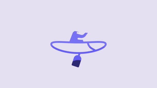 Blue Kayak Paddle Icon Isolated Purple Background Kayak Canoe Fishing — Videoclip de stoc