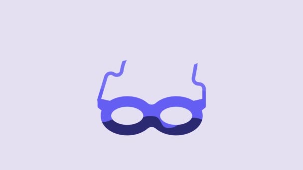 Blue Glasses Swimming Icon Isolated Purple Background Swimming Goggles Diving — Stockvideo