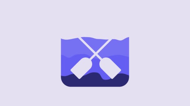 Blue Paddle Icon Isolated Purple Background Paddle Boat Oars Video — Vídeo de Stock