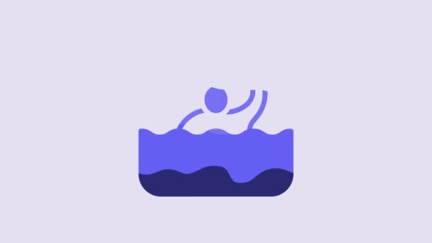 Icono Polo Acuático Azul Aislado Sobre Fondo Morado Animación Gráfica — Vídeo de stock