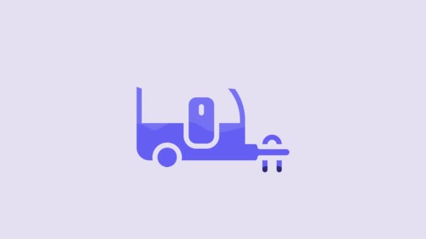 Blaues Camping Anhängersymbol Isoliert Auf Violettem Hintergrund Reisen Mobilheim Wohnwagen — Stockvideo