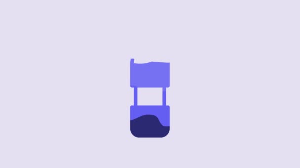 Botella Azul Icono Agua Aislado Sobre Fondo Púrpura Signo Bebida — Vídeos de Stock