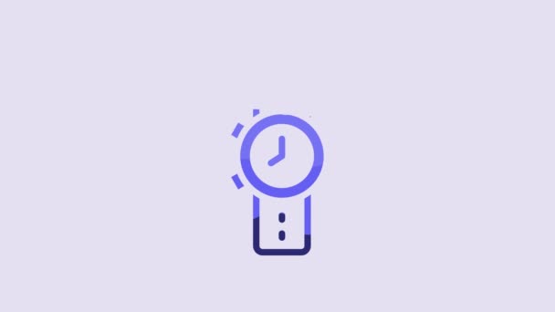 Blue Wrist Watch Icon Isolated Purple Background Wristwatch Icon Video — Video Stock