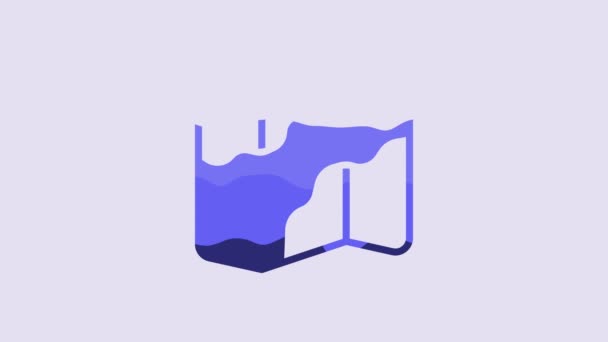 Blue Camping Hiking Map Icon Isolated Purple Background Video Motion — Wideo stockowe