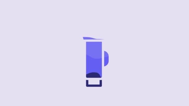 Blue Flashlight Icon Isolated Purple Background Video Motion Graphic Animation — Vídeos de Stock