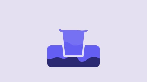 Blue Trash Can Icon Isolated Purple Background Garbage Bin Sign — Video