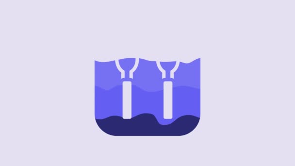 Blue Fork Spoon Icon Isolated Purple Background Cooking Utensil Cutlery — Stockvideo
