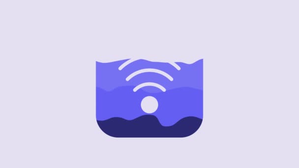 Blue Wireless Internet Network Symbol Icon Isolated Purple Background Video — 비디오