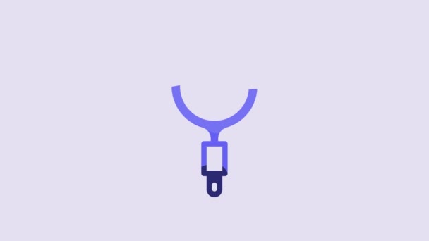 Blue Magnifying Glass Icon Isolated Purple Background Search Focus Zoom — Wideo stockowe