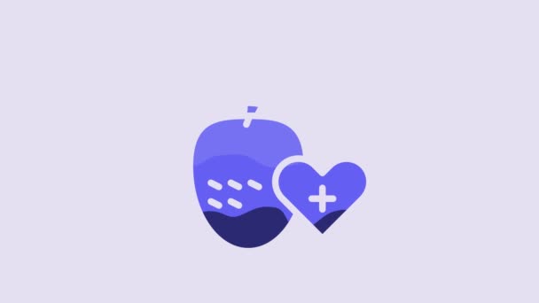 Blaues Symbol Für Gesunde Früchte Isoliert Auf Violettem Hintergrund Video — Stockvideo