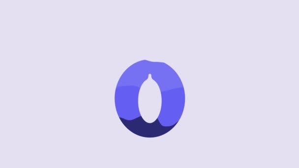 Блакитна Піктограма Плодів Сливи Ізольована Фіолетовому Фоні Відео Рух Графічна — стокове відео