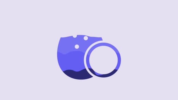 Blaues Kokosnuss Symbol Auf Violettem Hintergrund Video Motion Grafik Animation — Stockvideo