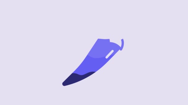 Синий Жгучий Стручок Перца Чили Выделен Фиолетовом Фоне Дизайн Бакалейных — стоковое видео