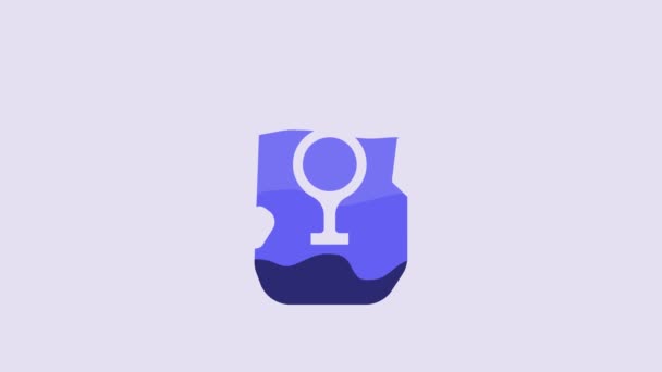 Icono Runa Blue Magic Aislado Sobre Fondo Púrpura Piedra Runa — Vídeos de Stock