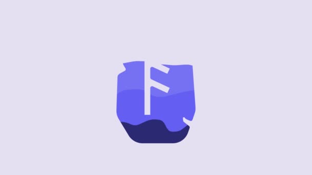Icono Runa Blue Magic Aislado Sobre Fondo Púrpura Piedra Runa — Vídeo de stock