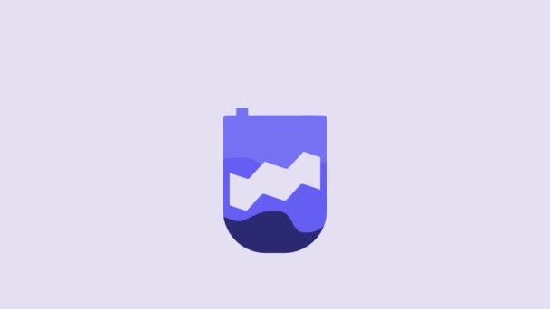 Carcaj Azul Con Flechas Icono Aislado Sobre Fondo Púrpura Animación — Vídeo de stock