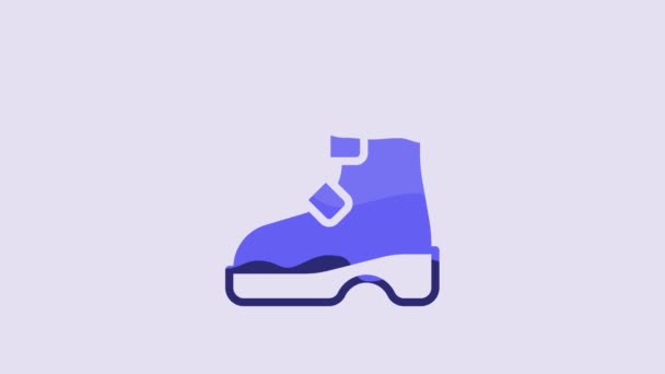 Blue Ancient Viking Boots Icon Isolated Purple Background Traditional Clothes — Vídeos de Stock