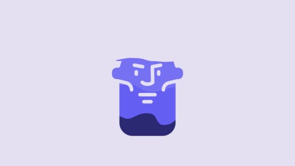 Синий Значок Головы Викинга Выделен Фиолетовом Фоне Видеографическая Анимация — стоковое видео