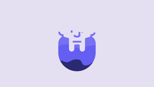 Icono Cabeza Vikinga Azul Aislado Sobre Fondo Púrpura Animación Gráfica — Vídeo de stock