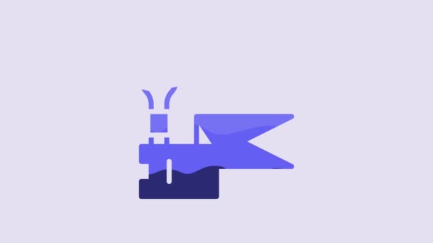 Blue Medieval Spear Icon Isolated Purple Background Medieval Weapon Video — 图库视频影像