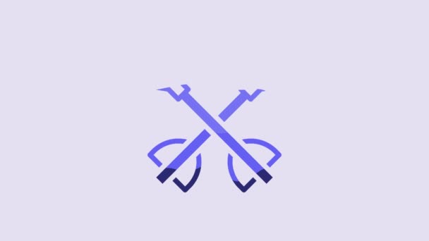 Flechas Medievales Azules Icono Aislado Sobre Fondo Púrpura Arma Medieval — Vídeo de stock