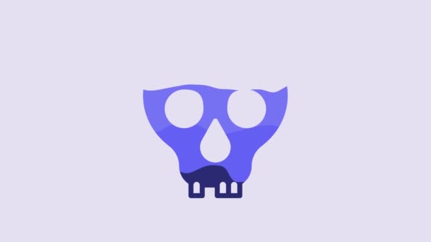 Значок Голубой Череп Выделен Фиолетовом Фоне Счастливого Хэллоуина Видеографическая Анимация — стоковое видео
