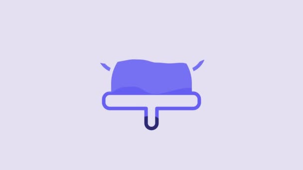 蓝色维京人带角头盔图标在紫色背景上隔离 4K视频运动图形动画 — 图库视频影像