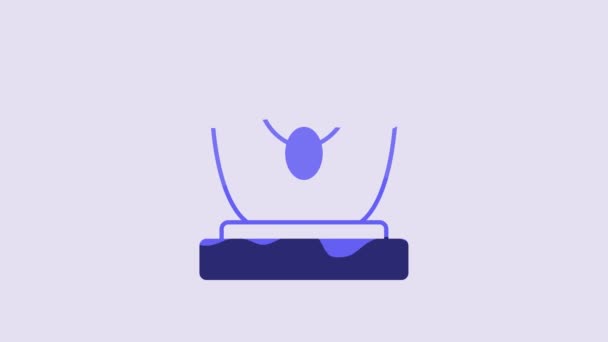 Blue Auction Jewelry Sale Icon Isolated Purple Background Auction Bidding — Wideo stockowe