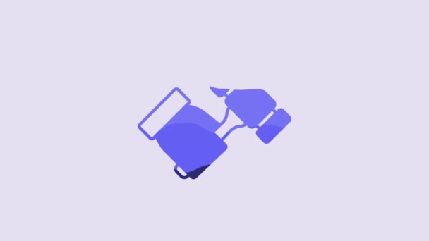 Blue Auction Hammer Icon Isolated Purple Background Gavel Hammer Judge — Vídeo de stock
