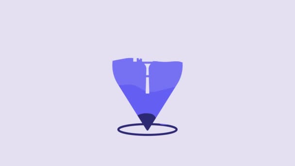 Блакитна Піктограма Курка Аукціону Ізольована Фіолетовому Фоні Гевель Молоток Судді — стокове відео