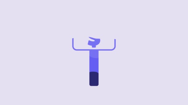 Blue Hand Holding Auction Paddle Icon Isolated Purple Background Bidding — Stok Video