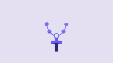 Blue Rosary beads religion icon isolated on purple background. 4K Video motion graphic animation.