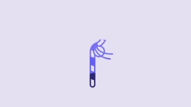 Blue Crook icon isolated on purple background. Ancient Egypt symbol. Scepters of egypt. 4K Video motion graphic animation.