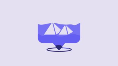 Blue Egypt pyramids icon isolated on purple background. Symbol of ancient Egypt. 4K Video motion graphic animation.