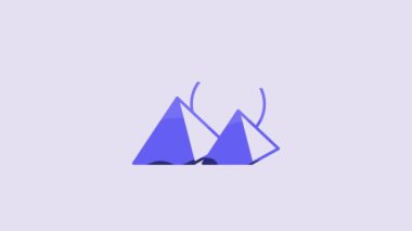 Blue Egypt pyramids icon isolated on purple background. Symbol of ancient Egypt. 4K Video motion graphic animation.