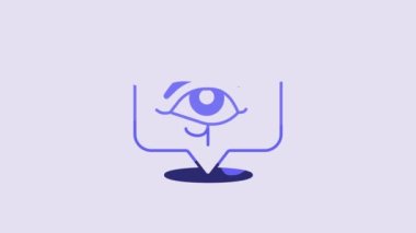 Blue Eye of Horus icon isolated on purple background. Ancient Egyptian goddess Wedjet symbol of protection, royal power and good health. 4K Video motion graphic animation.