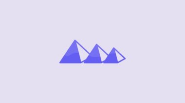 Blue Egypt pyramids icon isolated on purple background. Symbol of ancient Egypt. 4K Video motion graphic animation.