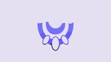 Blue Egyptian necklace icon isolated on purple background. 4K Video motion graphic animation.