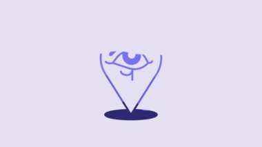 Blue Eye of Horus icon isolated on purple background. Ancient Egyptian goddess Wedjet symbol of protection, royal power and good health. 4K Video motion graphic animation.