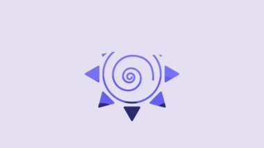 Blue Sun icon isolated on purple background. 4K Video motion graphic animation.
