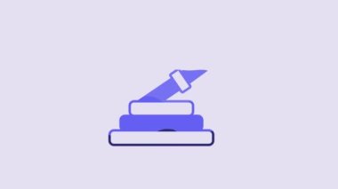 Blue Fire hose reel icon isolated on purple background. 4K Video motion graphic animation.