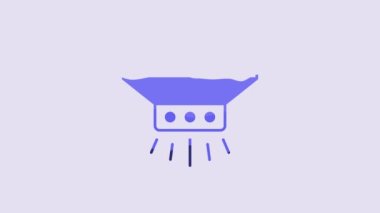 Blue Fire sprinkler system icon isolated on purple background. Sprinkler, fire extinguisher solid icon. 4K Video motion graphic animation.