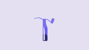 Blue Firefighter axe icon isolated on purple background. Fire axe. 4K Video motion graphic animation.