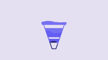 Blue Fire cone bucket icon isolated on purple background. Metal cone bucket empty or with water for fire fighting. 4K Video motion graphic animation.
