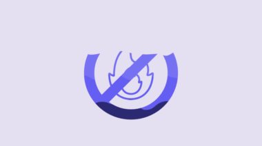 Blue No fire icon isolated on purple background. Fire prohibition and forbidden. 4K Video motion graphic animation.